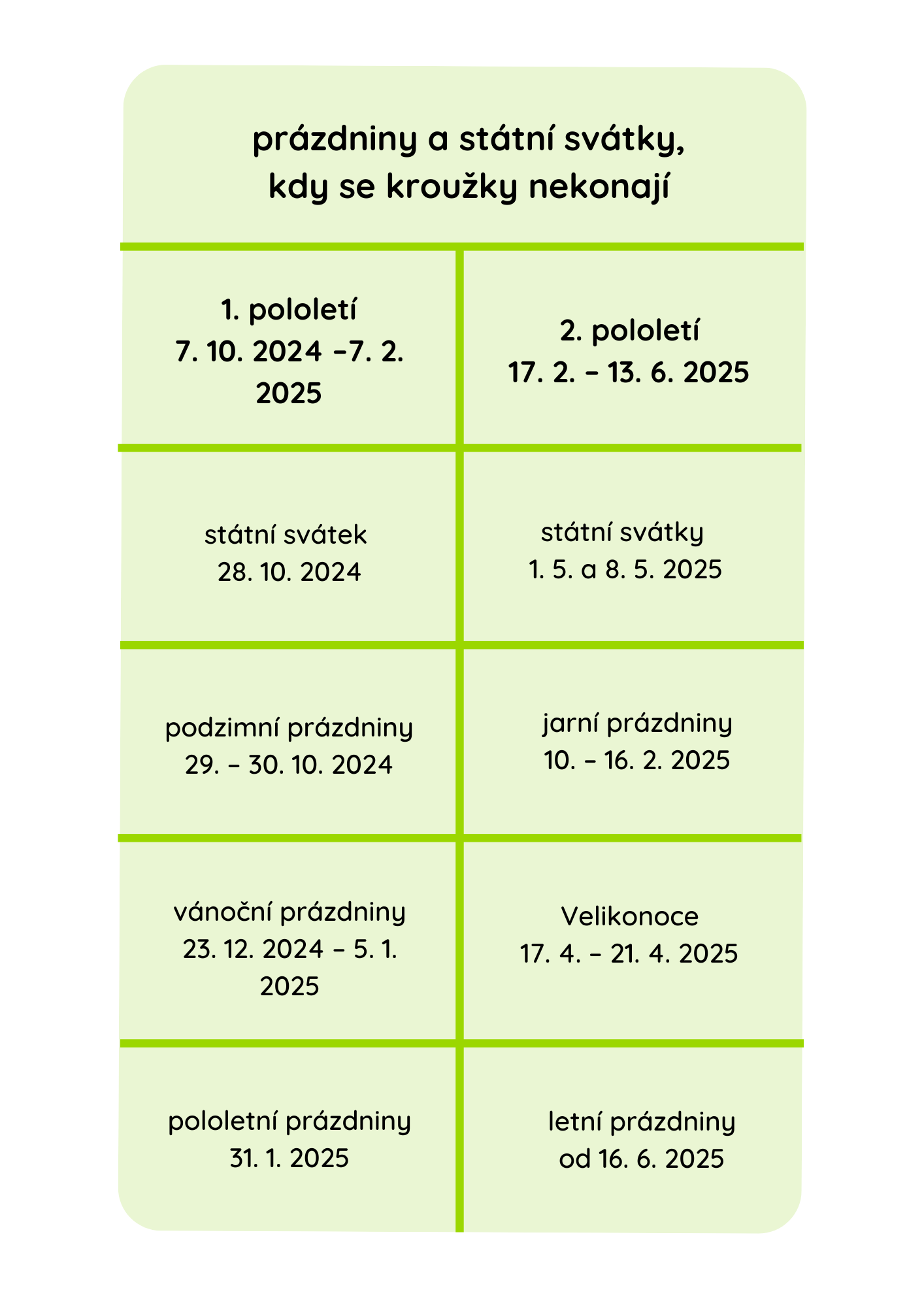 Tabulka mobil prazdniny kroužky (1) rozvrh kroužků 23/24