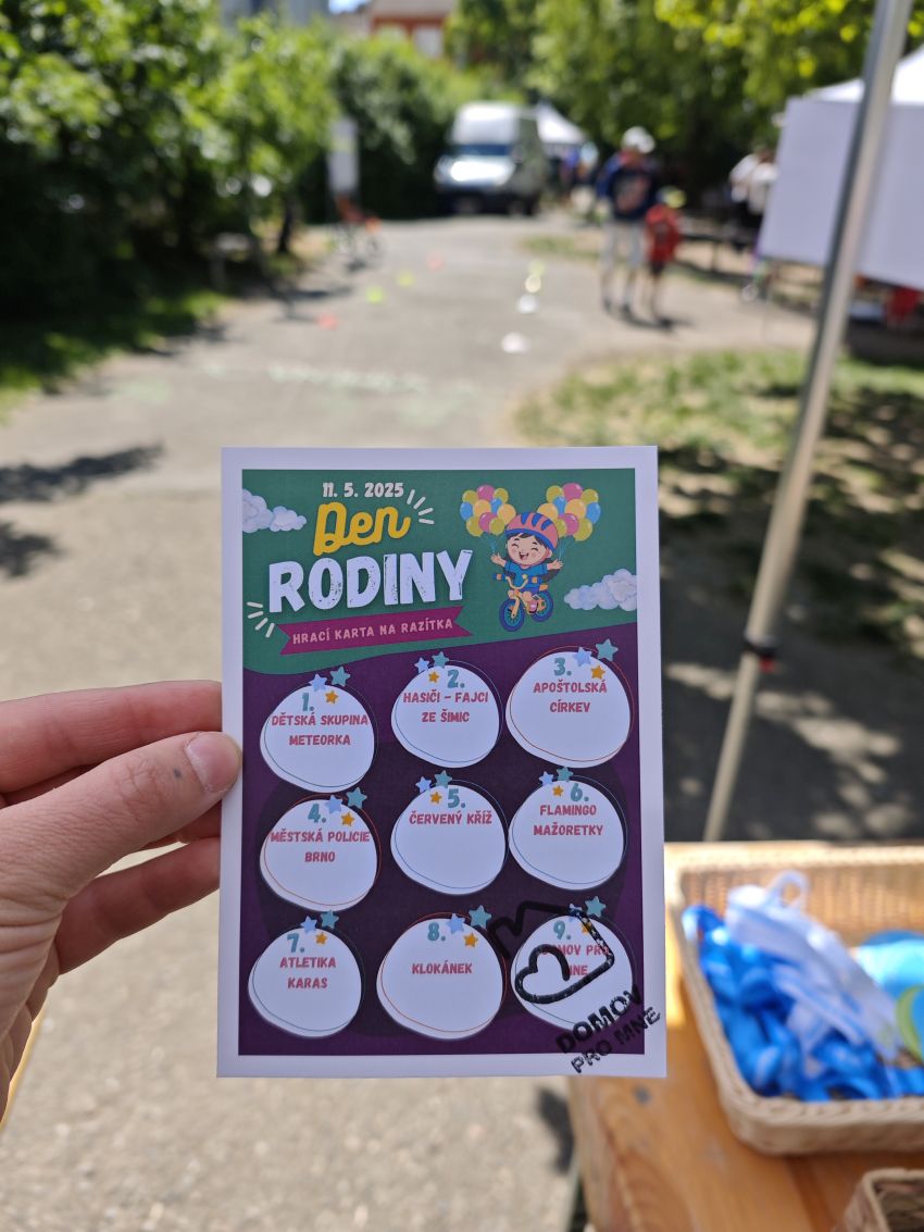 Soutěžní kartička na Dni rodiny v Brně-Židenicích
